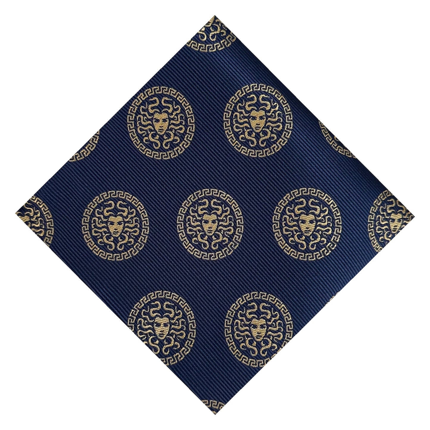 Medusa Blue & Gold Pocket Square