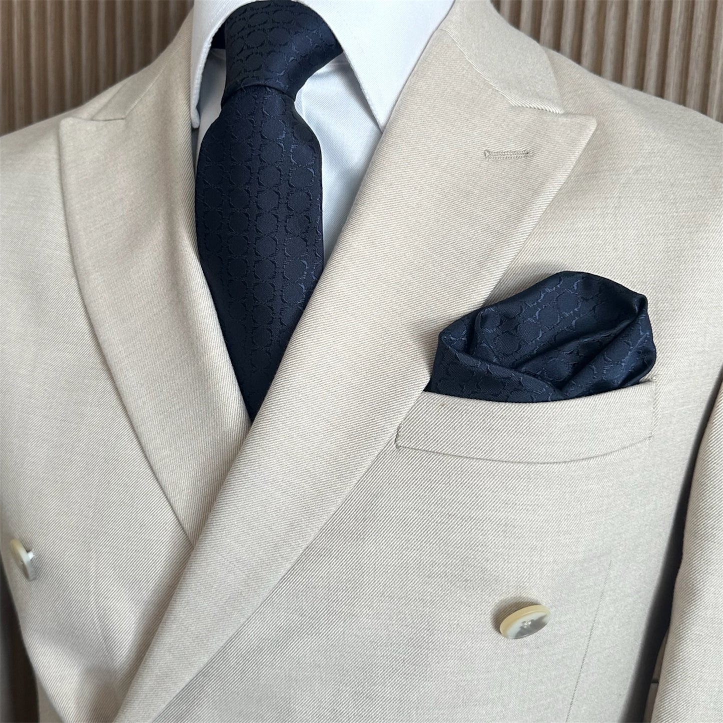 Navy Midnight Blue Textured Pocket Square