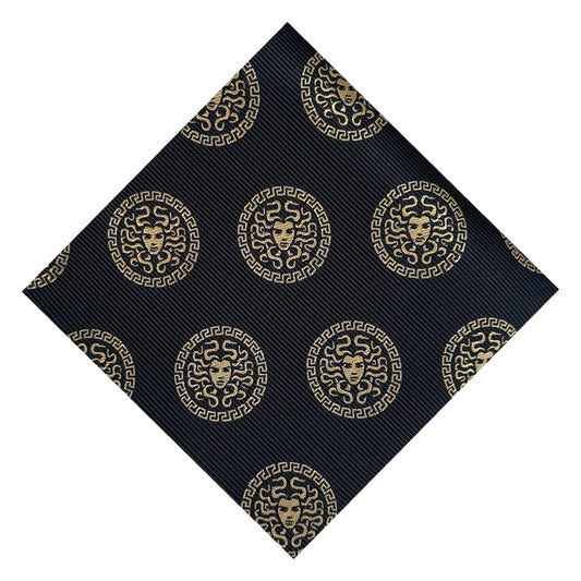 Medusa Black & Gold Pocket Square