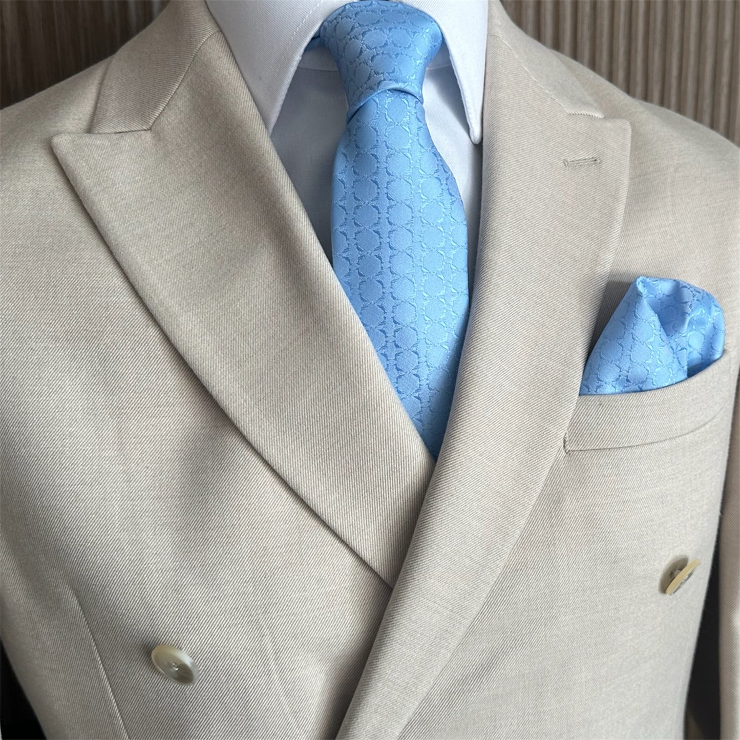 Pastel Blue Textured Pocket Square