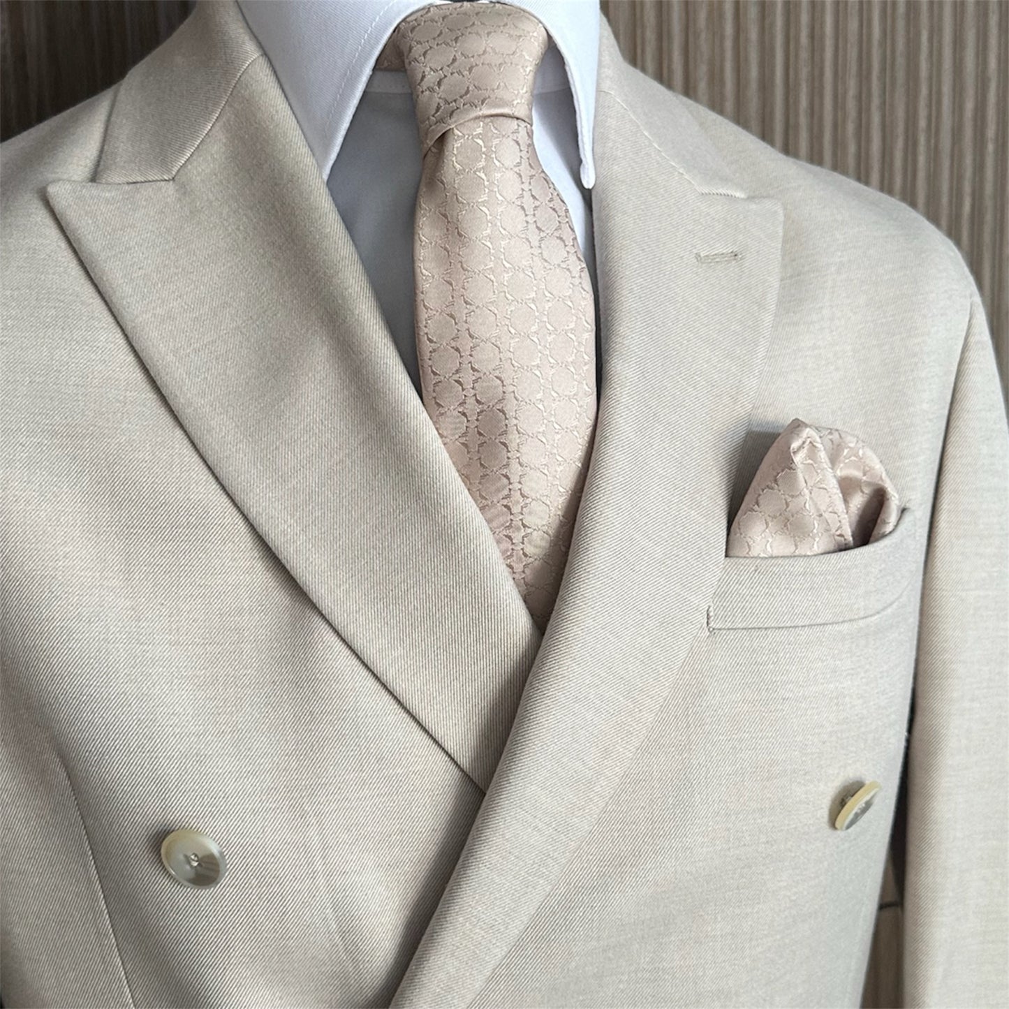 Beige Textured Pocket Square
