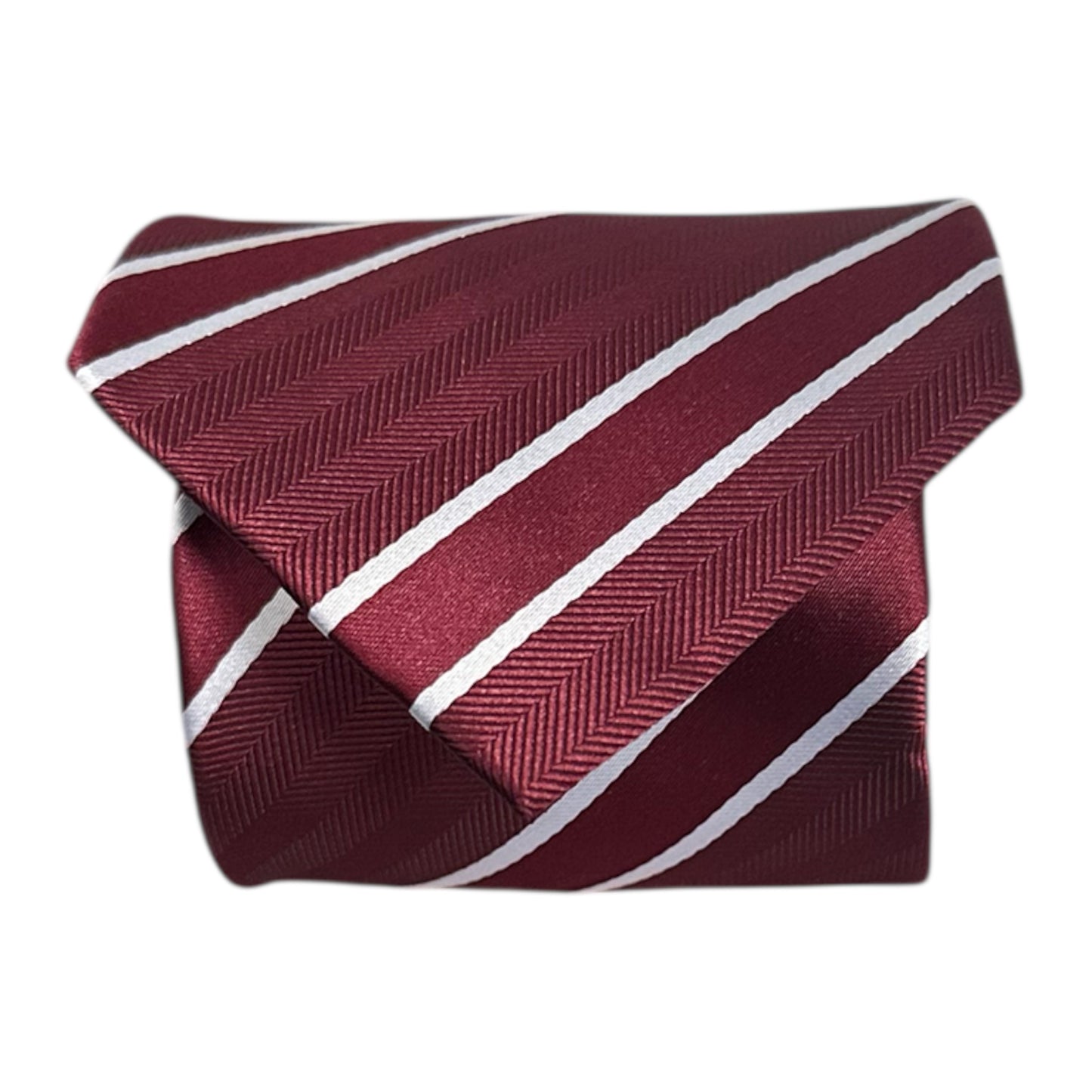 Burgundy & White Double Stripe Tie