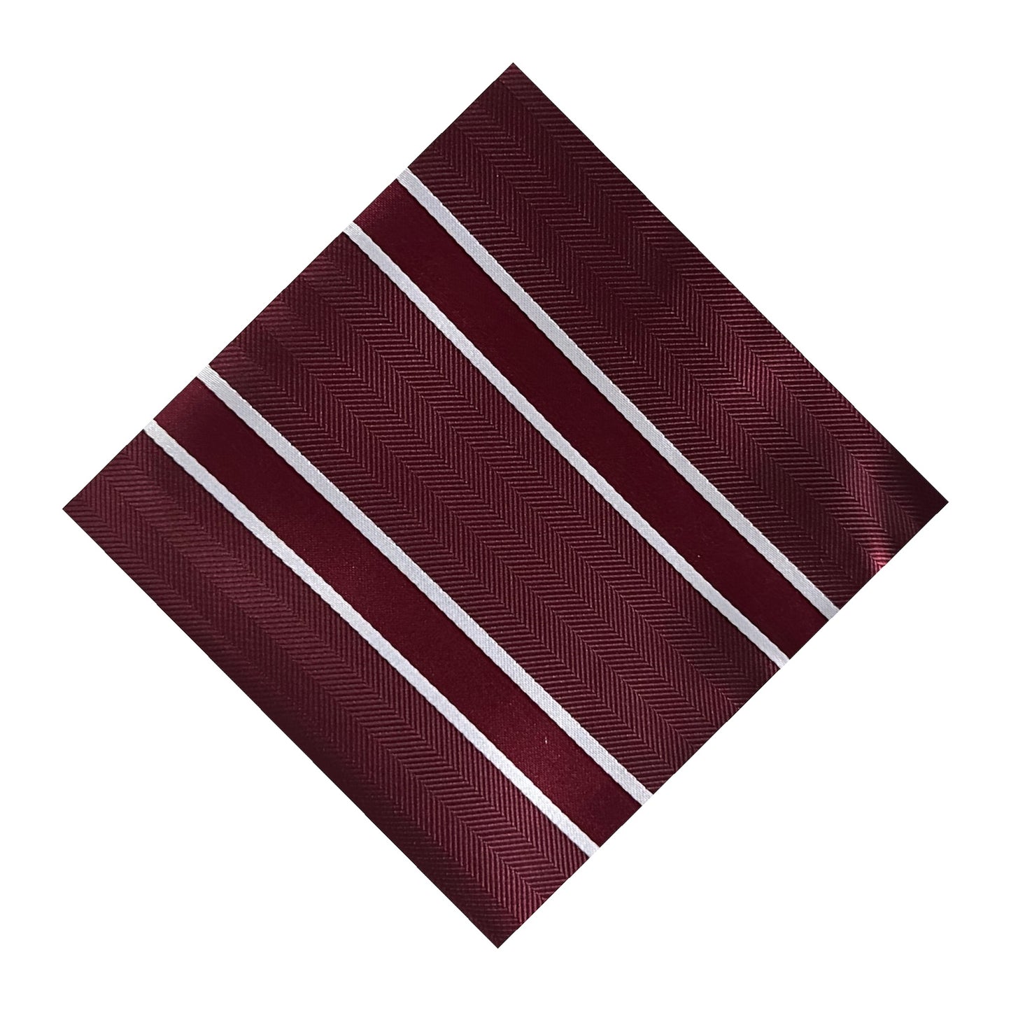 Burgundy & White Double Stripe Pocket Square