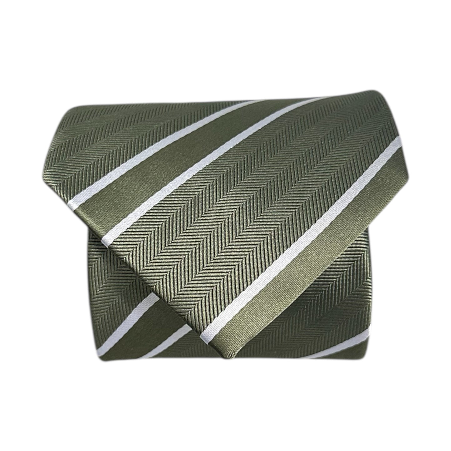 Khaki & White Stripe Tie - Charleston Edit