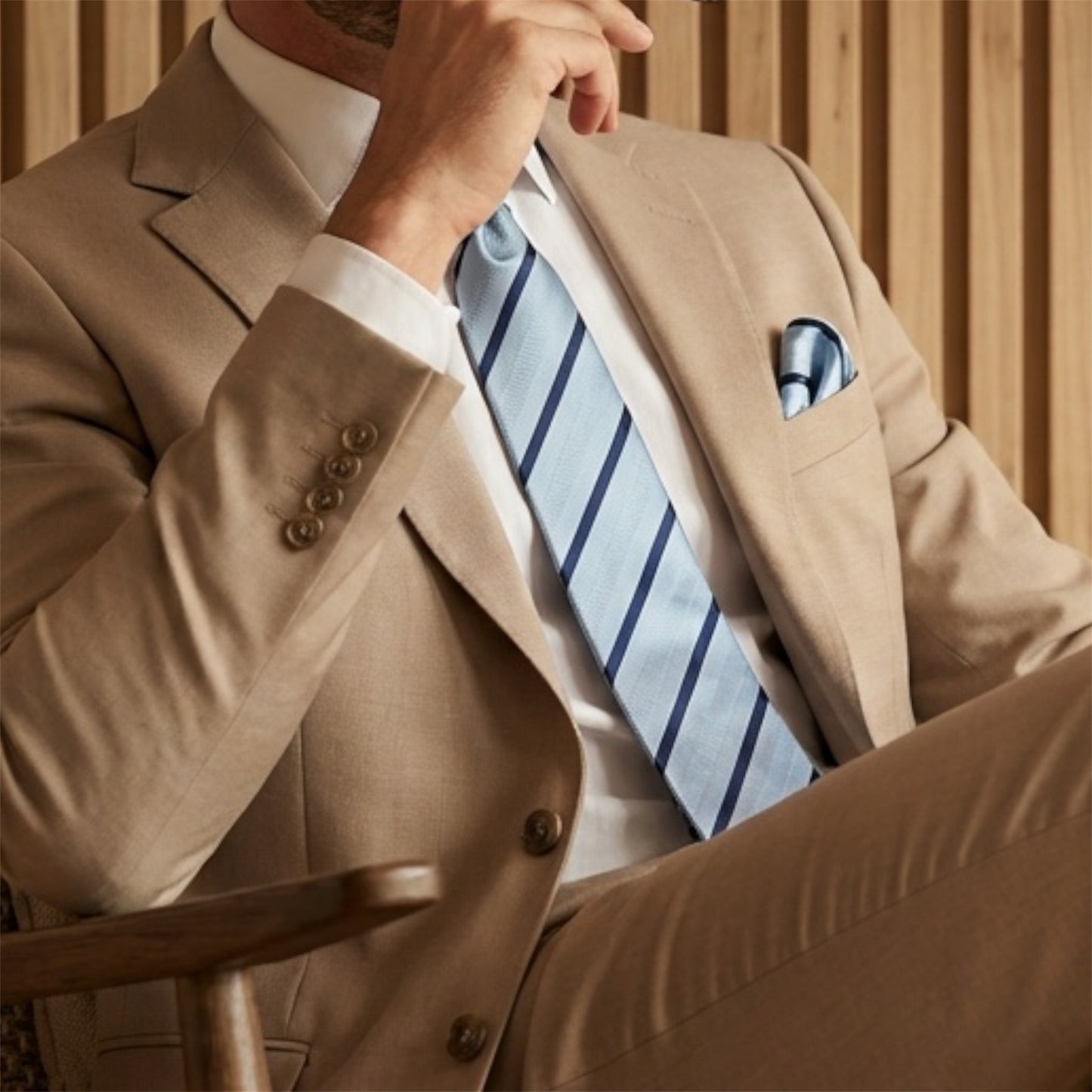 Light Blue & Navy Blue Stripe Tie - Hawksmoor Edit