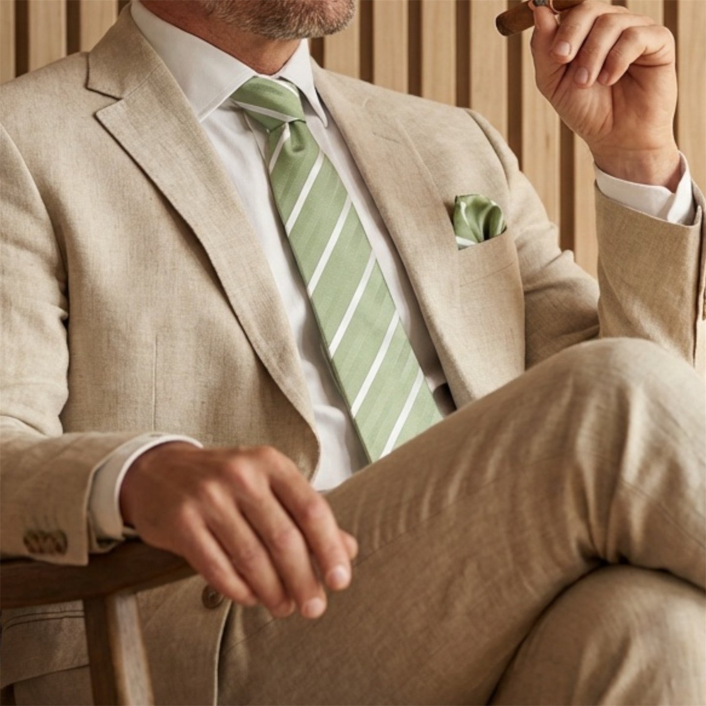 Matcha & White Stripe Tie - Hawksmoor Edit