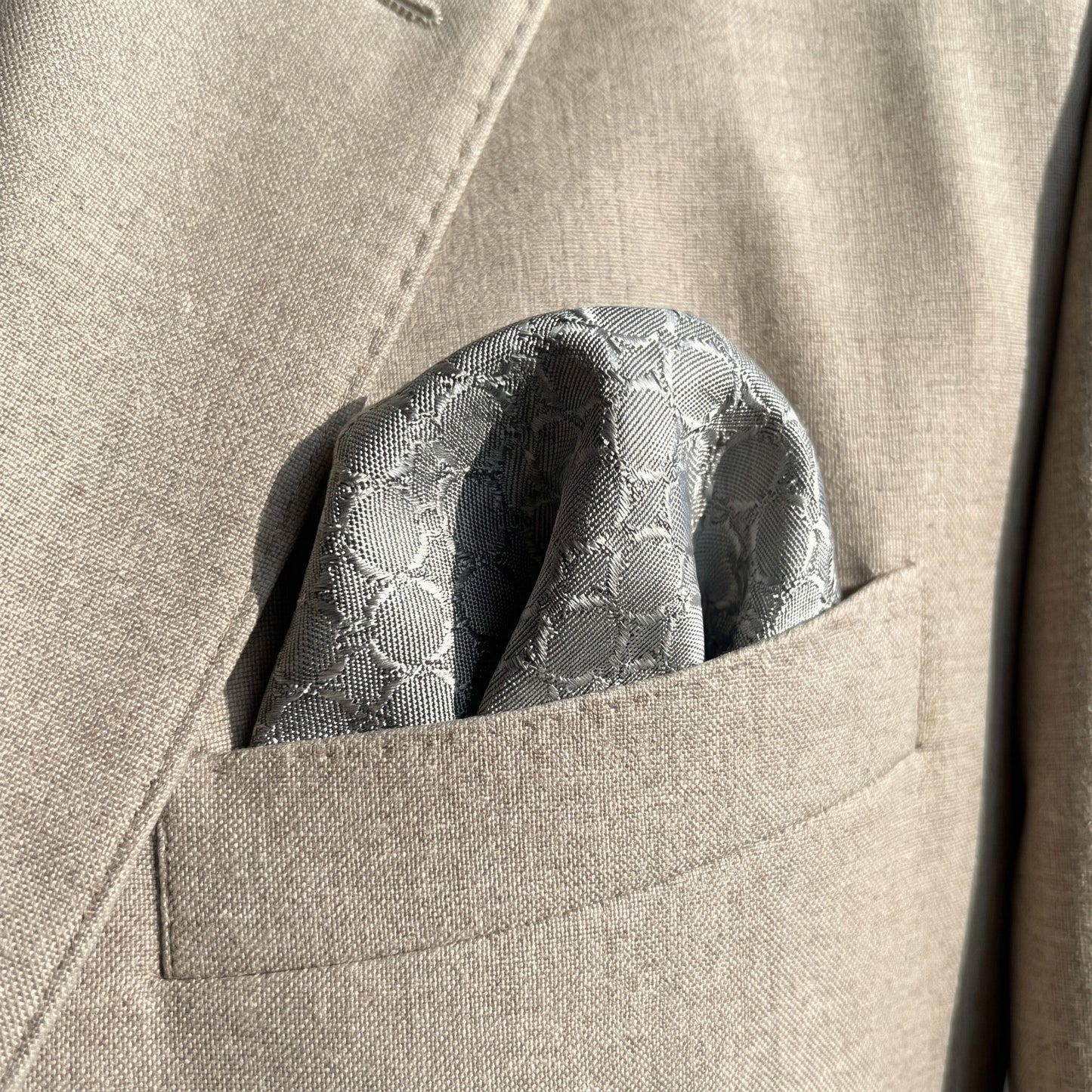 Steel Grey Textured Pocket Square