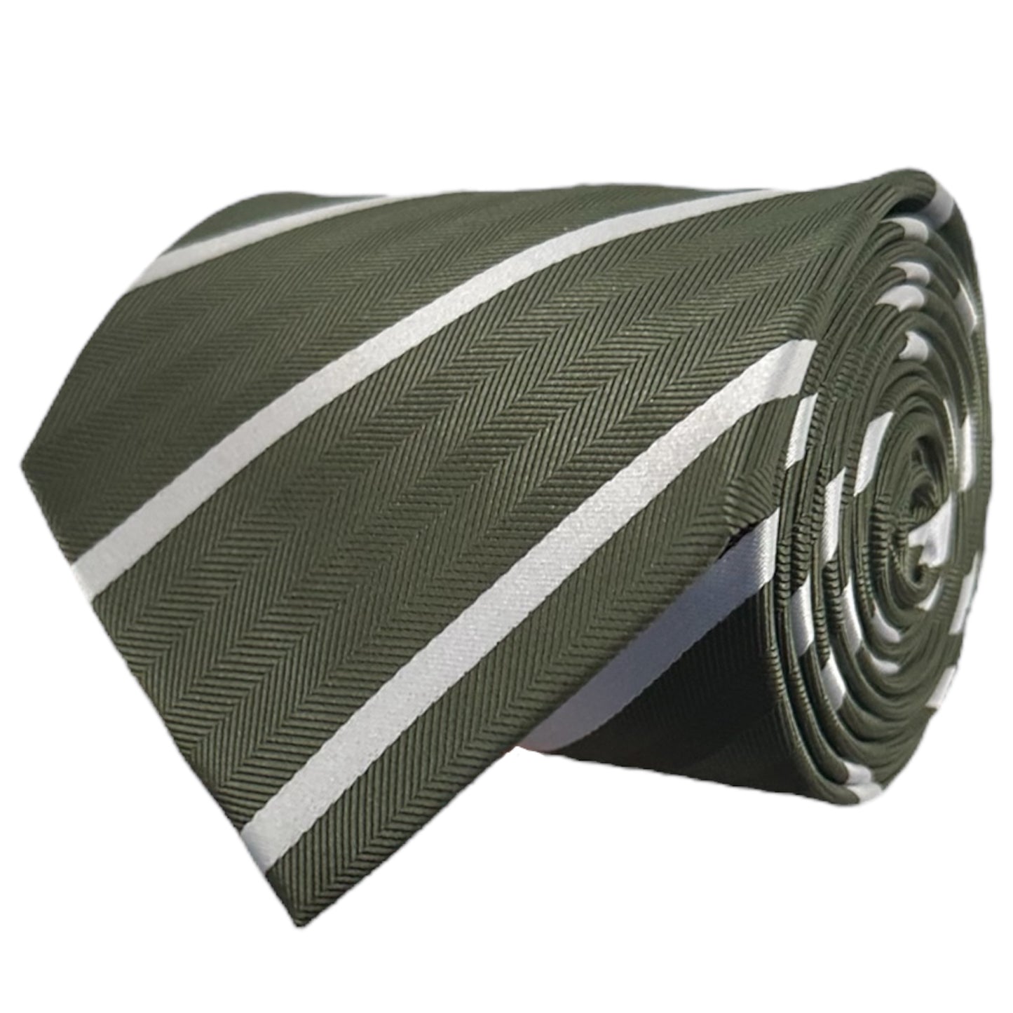 Khaki & White Single Stripe Tie