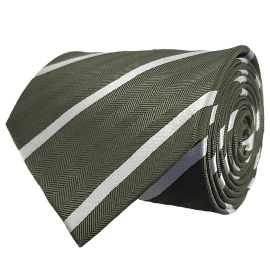 Khaki & White Single Stripe Tie