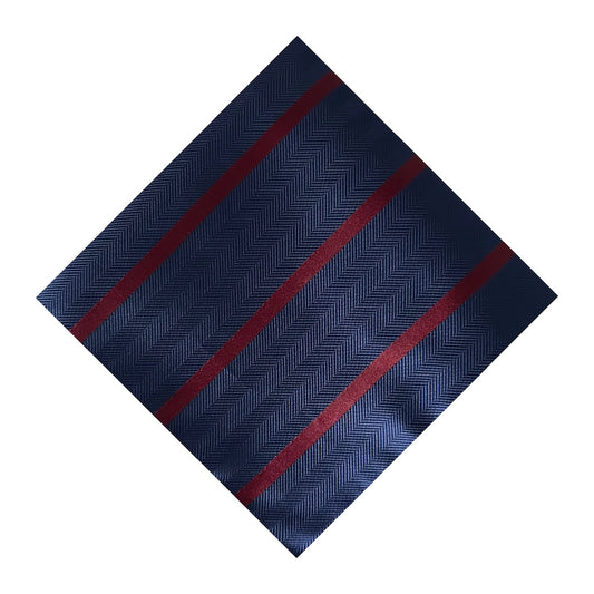 Navy Blue & Wine Single Stripe Pocket Square
