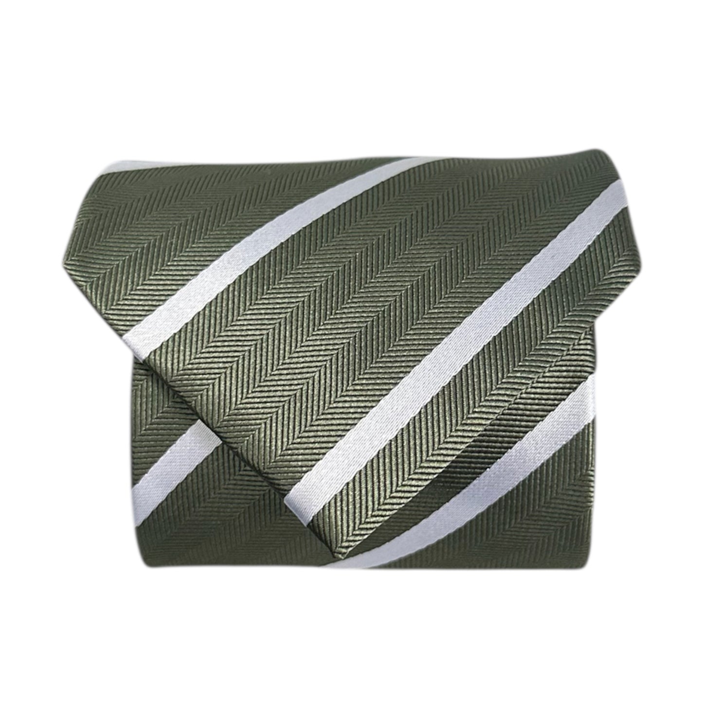 Khaki & White Single Stripe Tie