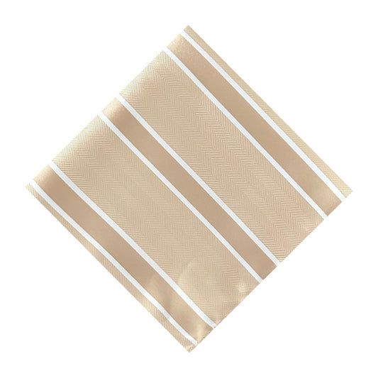 Beige & White Stripe Pocket Square - Charleston Edit