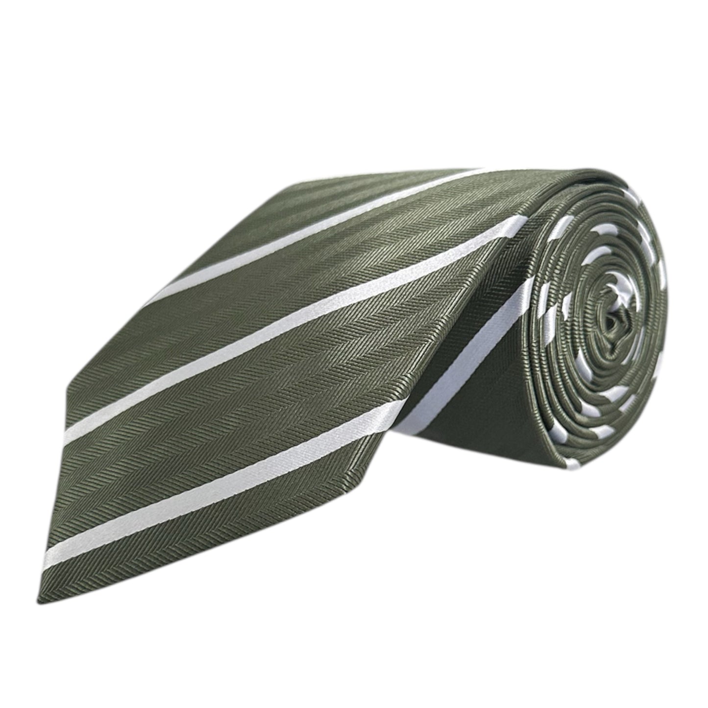 Khaki & White Single Stripe Tie