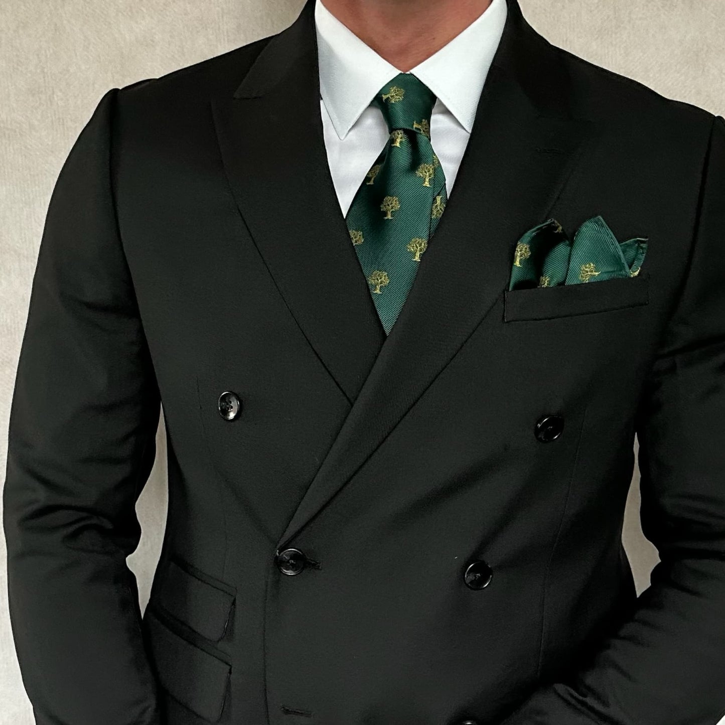 Green & Gold Tree Pocket Square