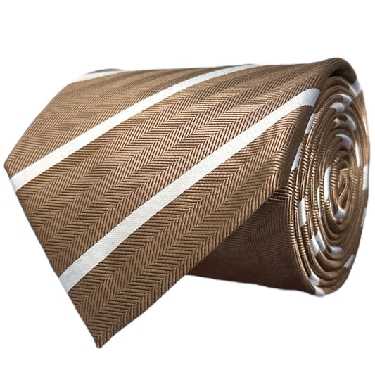 Mocha & White Single Stripe Tie