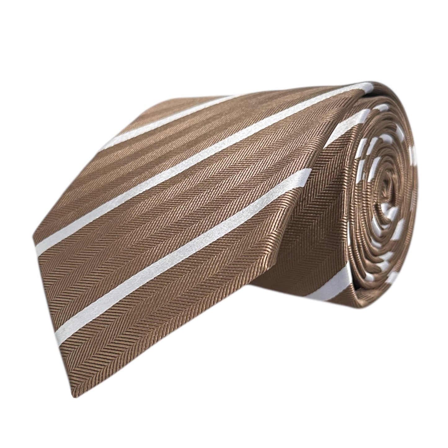 Mocha & White Single Stripe Tie