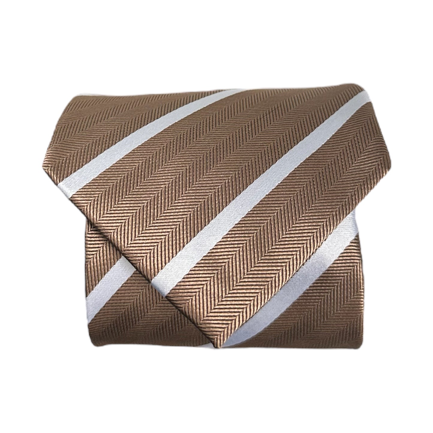 Mocha & White Single Stripe Tie