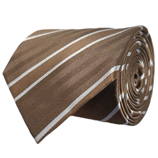 Mocha & White Double Stripe Tie