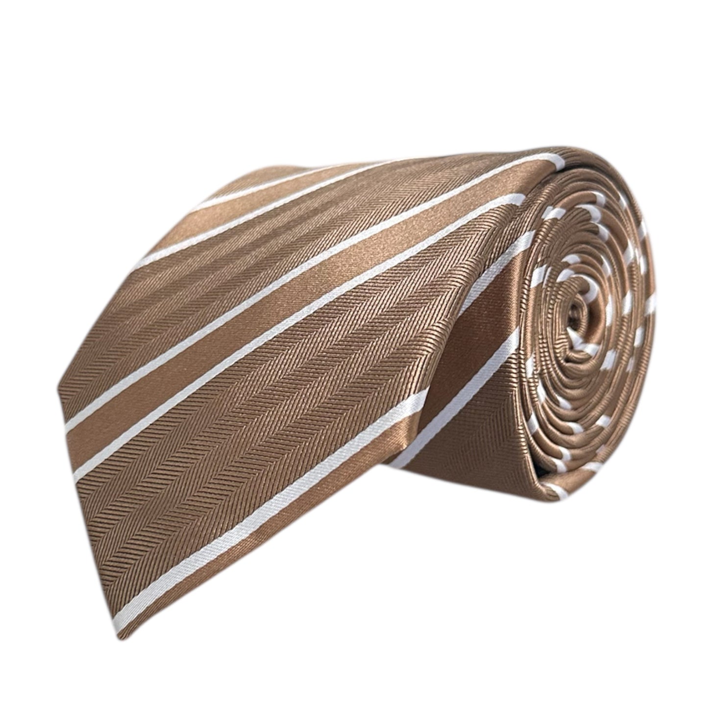 Mocha & White Double Stripe Tie