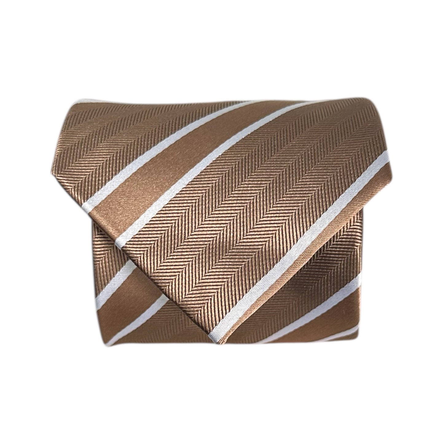 Mocha & White Double Stripe Tie