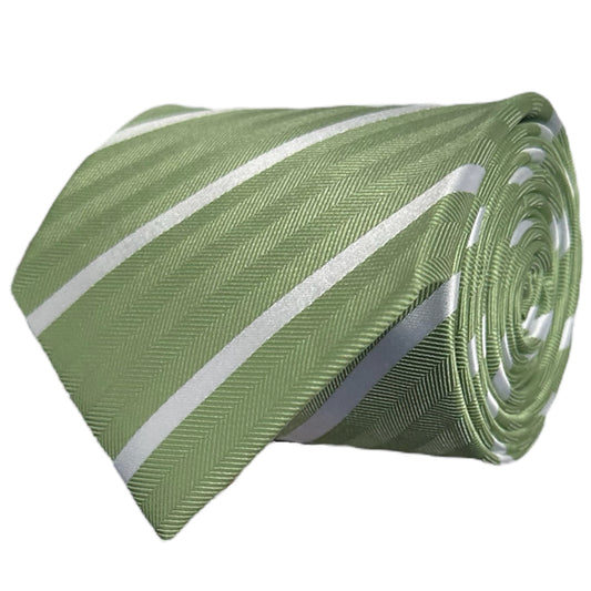 Matcha & White Single Stripe Tie