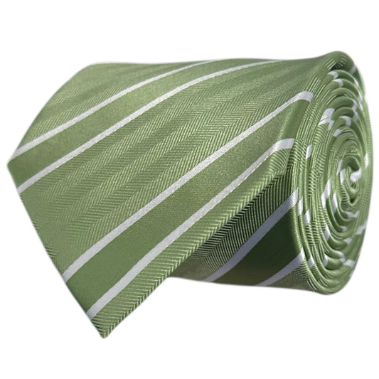 Matcha & White Double Stripe Tie