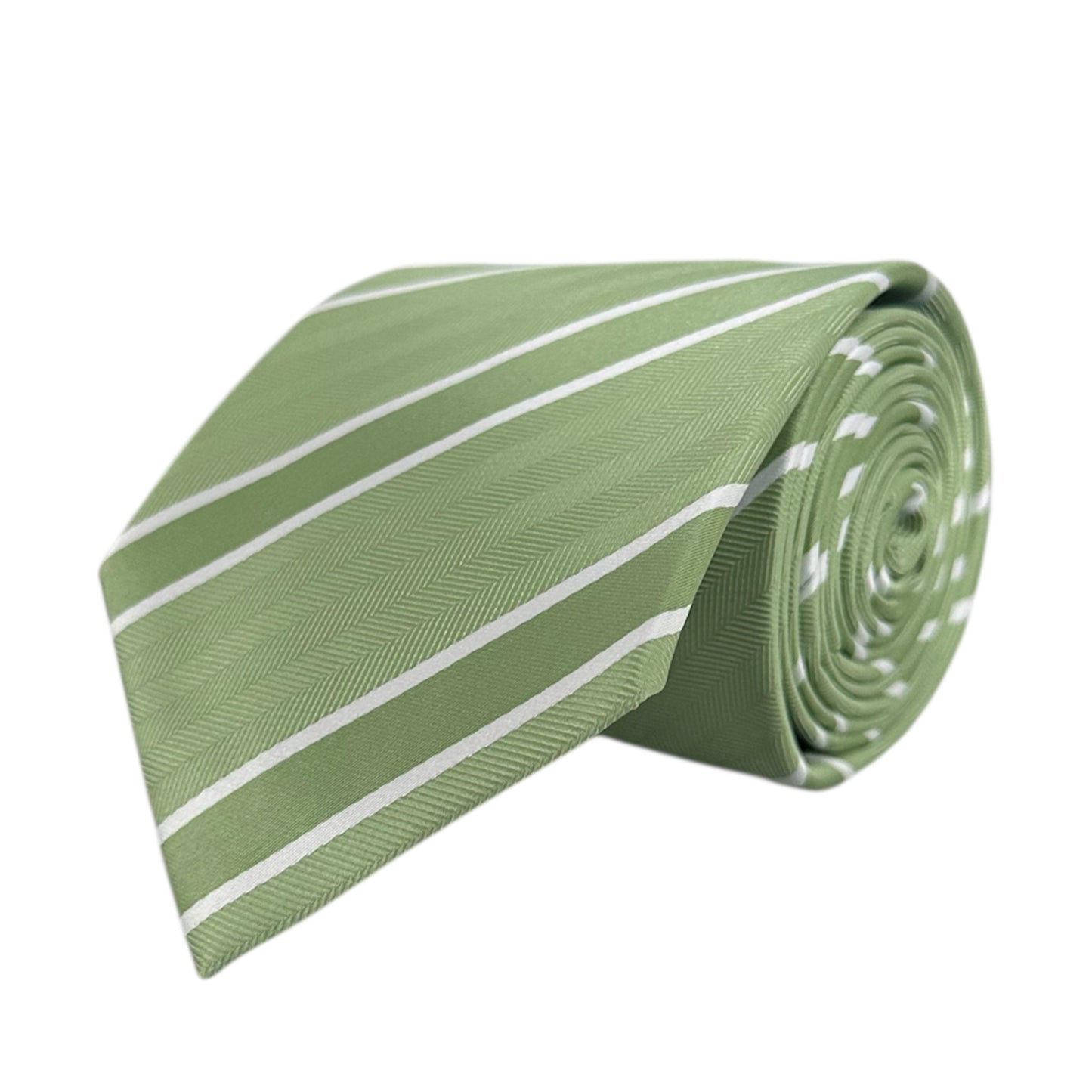Matcha & White Double Stripe Tie