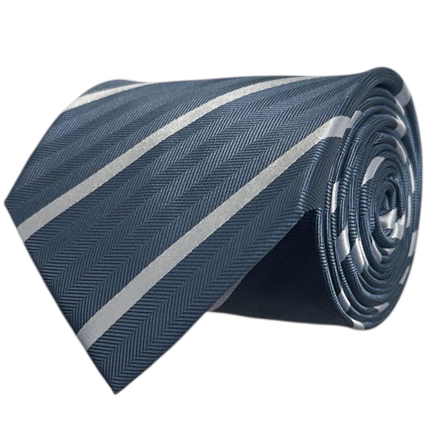 Steel Blue & White Single Stripe Tie