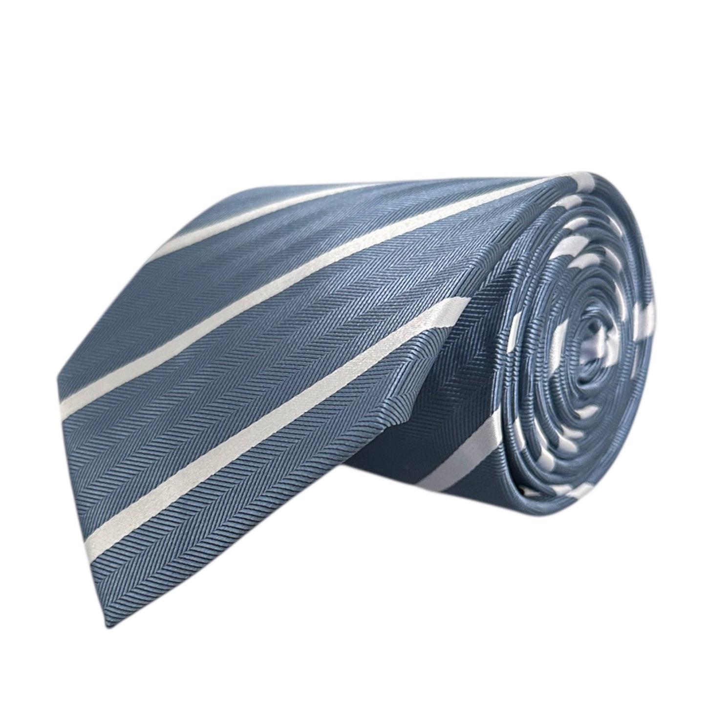 Steel Blue & White Single Stripe Tie