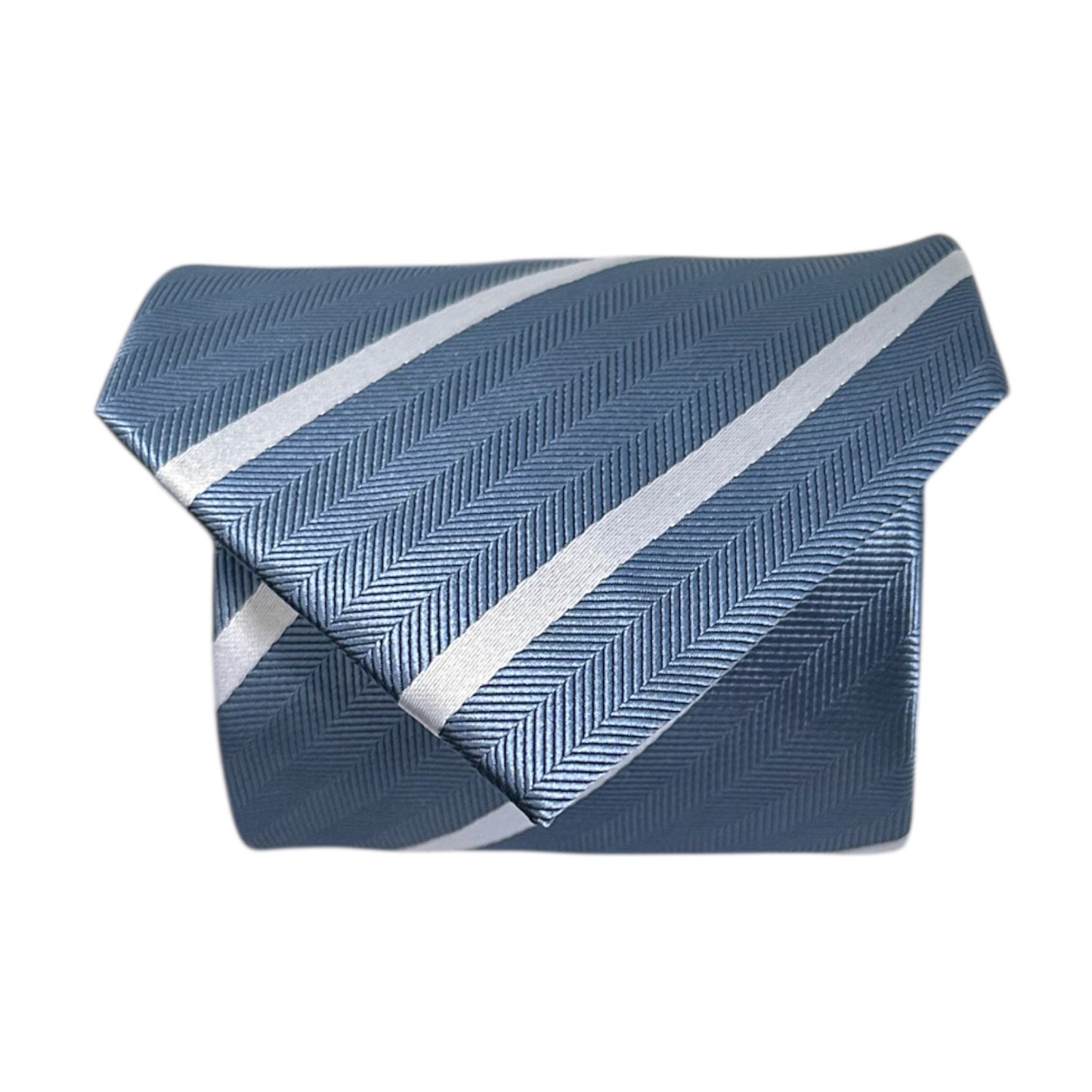 Steel Blue & White Single Stripe Tie