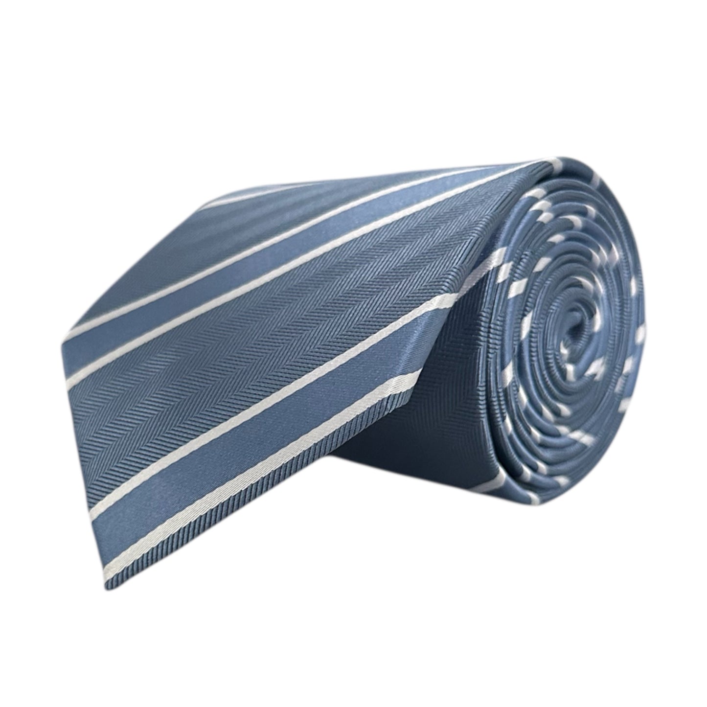 Steel Blue & White Double Stripe Tie