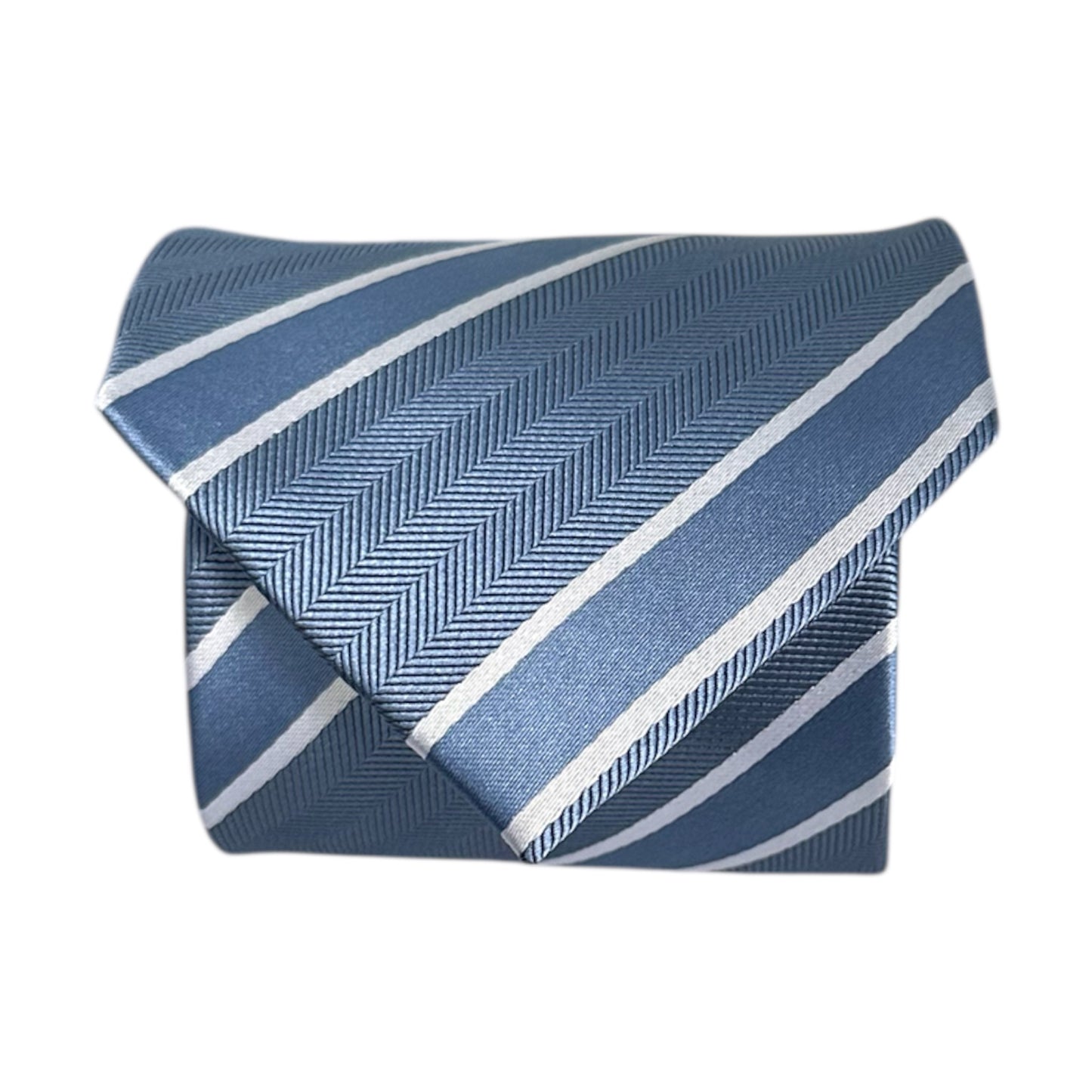 Steel Blue & White Double Stripe Tie