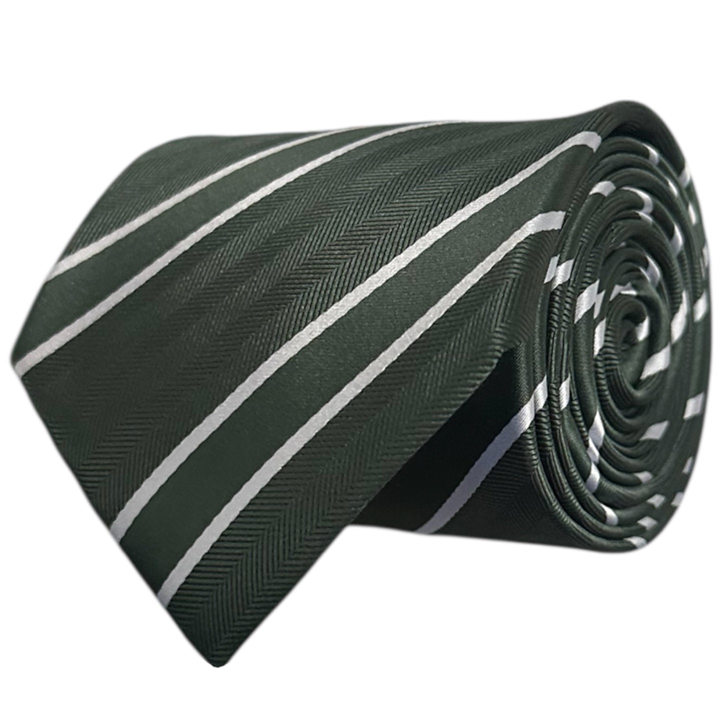 Forest Green & White Double Stripe Tie