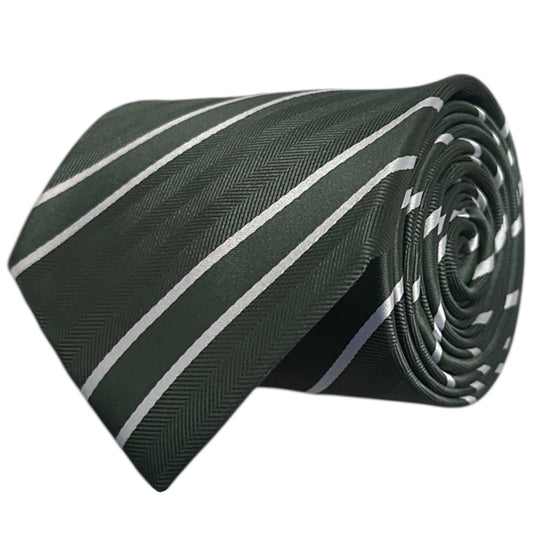 Forest Green & White Double Stripe Tie