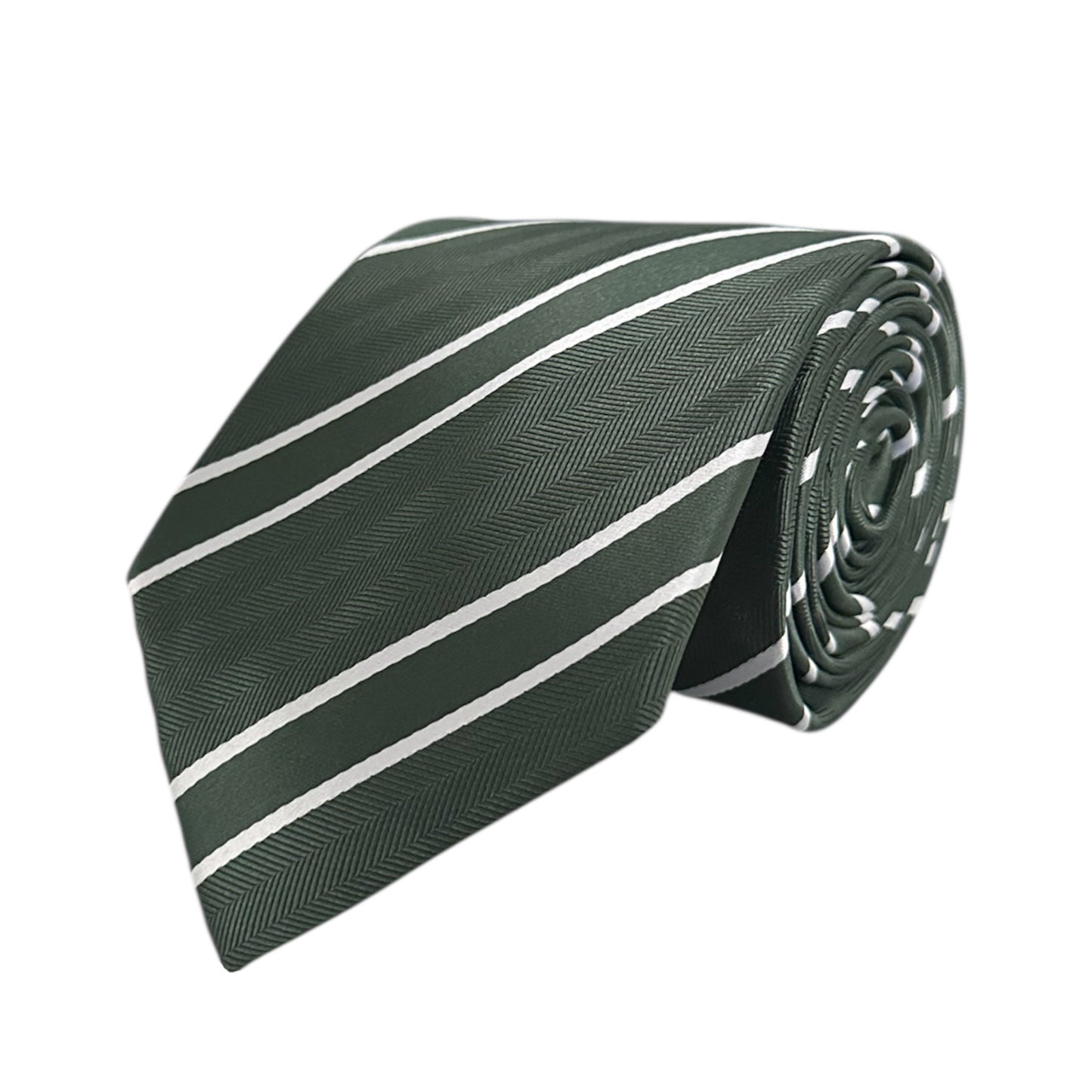 Forest Green & White Double Stripe Tie