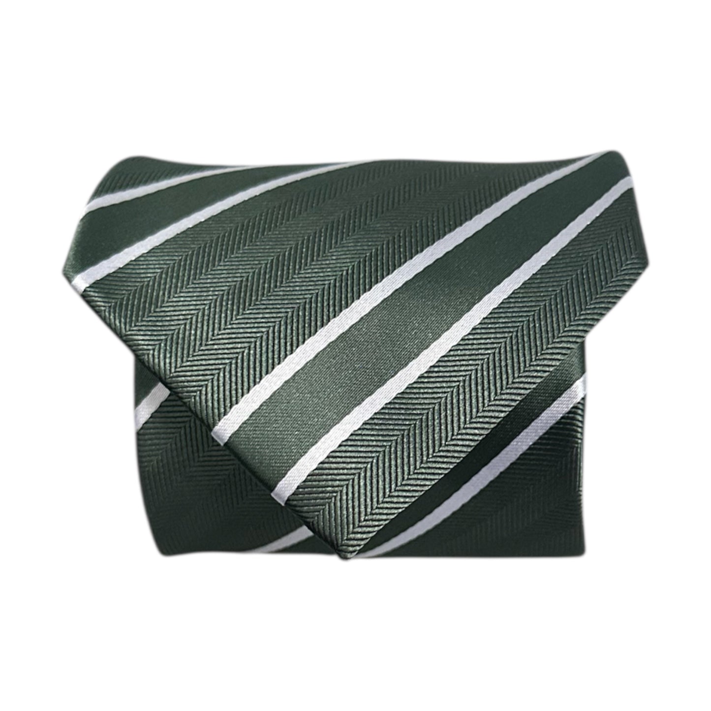 Forest Green & White Double Stripe Tie