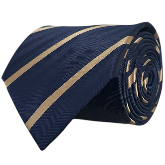 Navy Blue & Caramel Single Stripe Tie