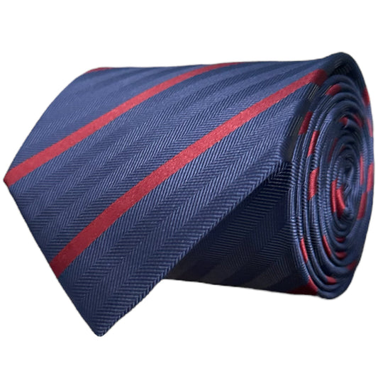 Navy Blue & Wine Single Stripe Tie