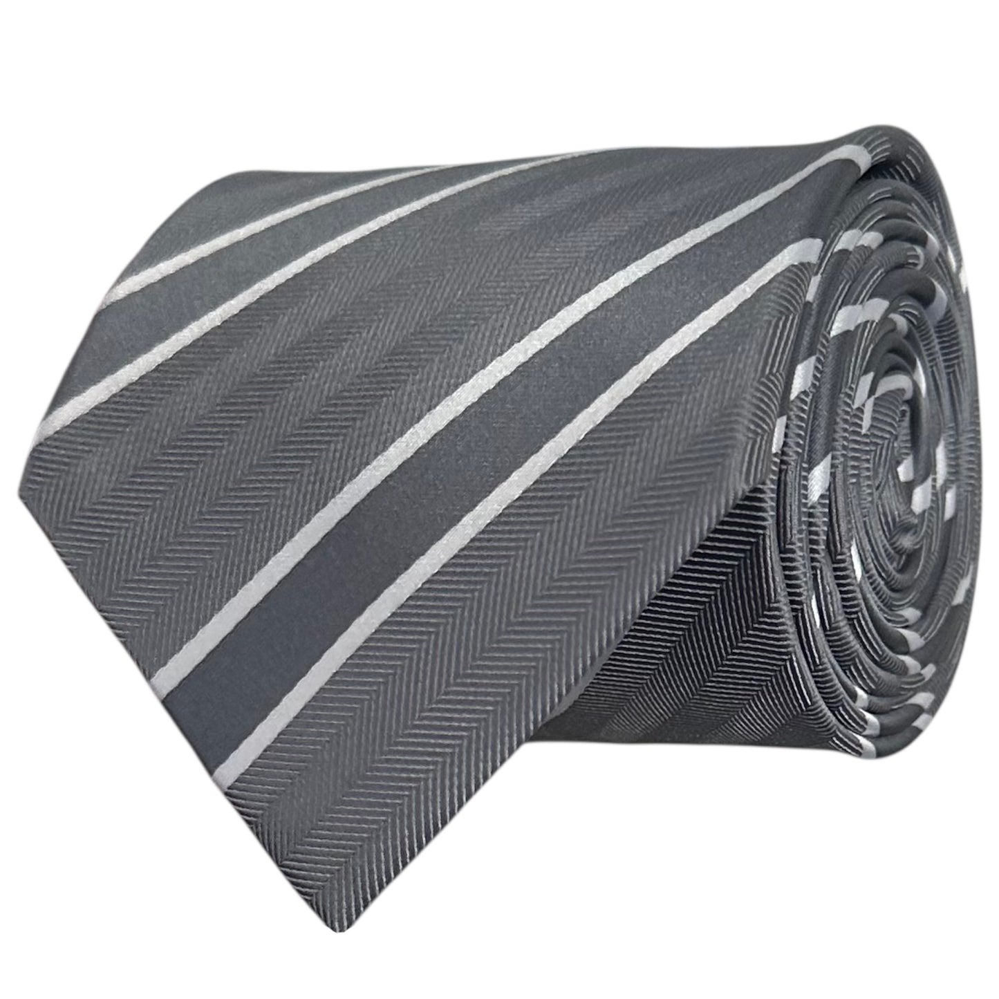 Glacier Grey & White Double Stripe Tie