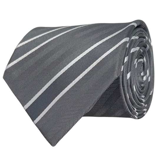 Glacier Grey & White Double Stripe Tie