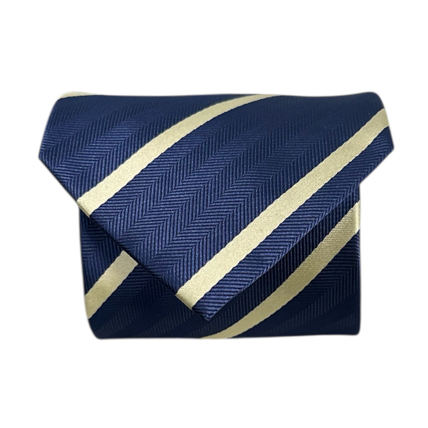 Navy Blue & Pale Yellow Single Stripe Tie