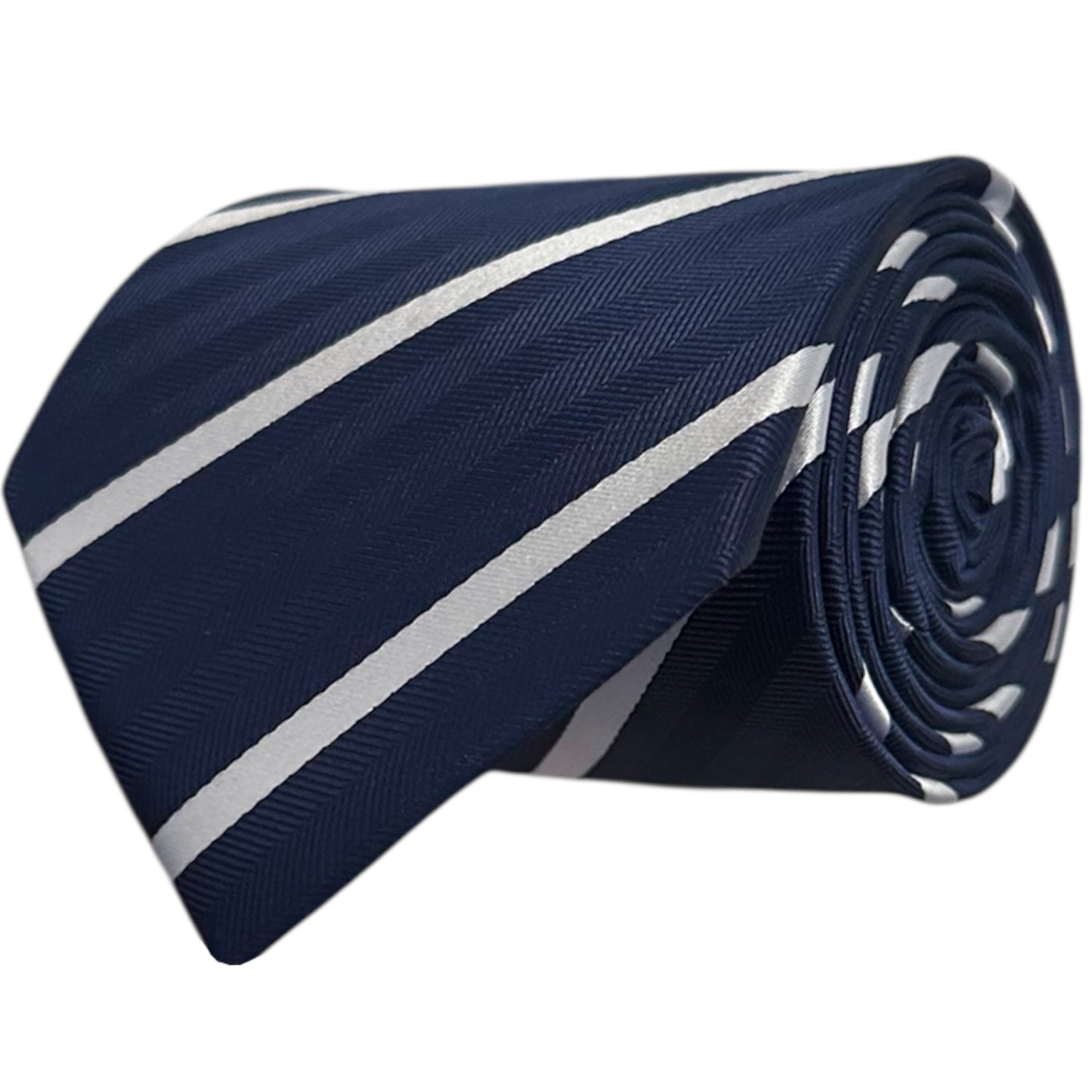 Navy Blue & White Single Stripe Tie