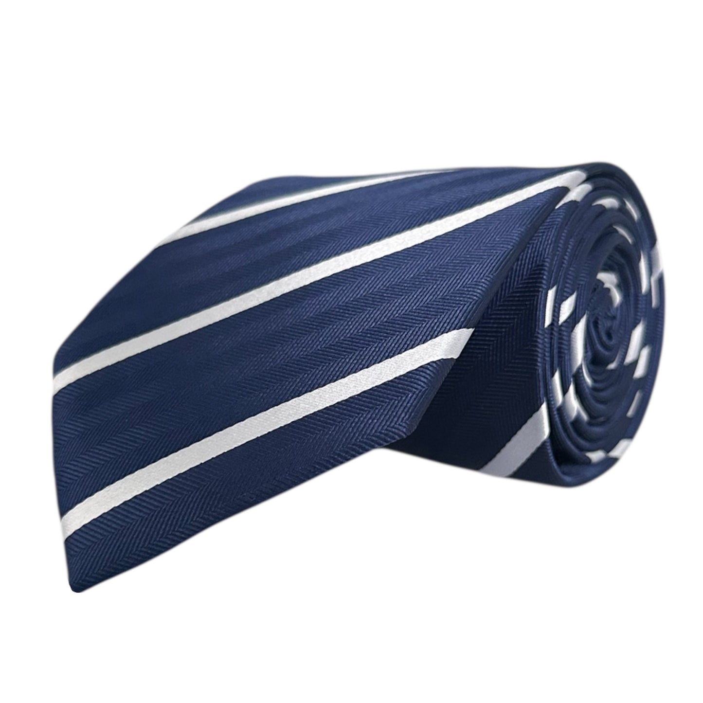 Navy Blue & White Single Stripe Tie