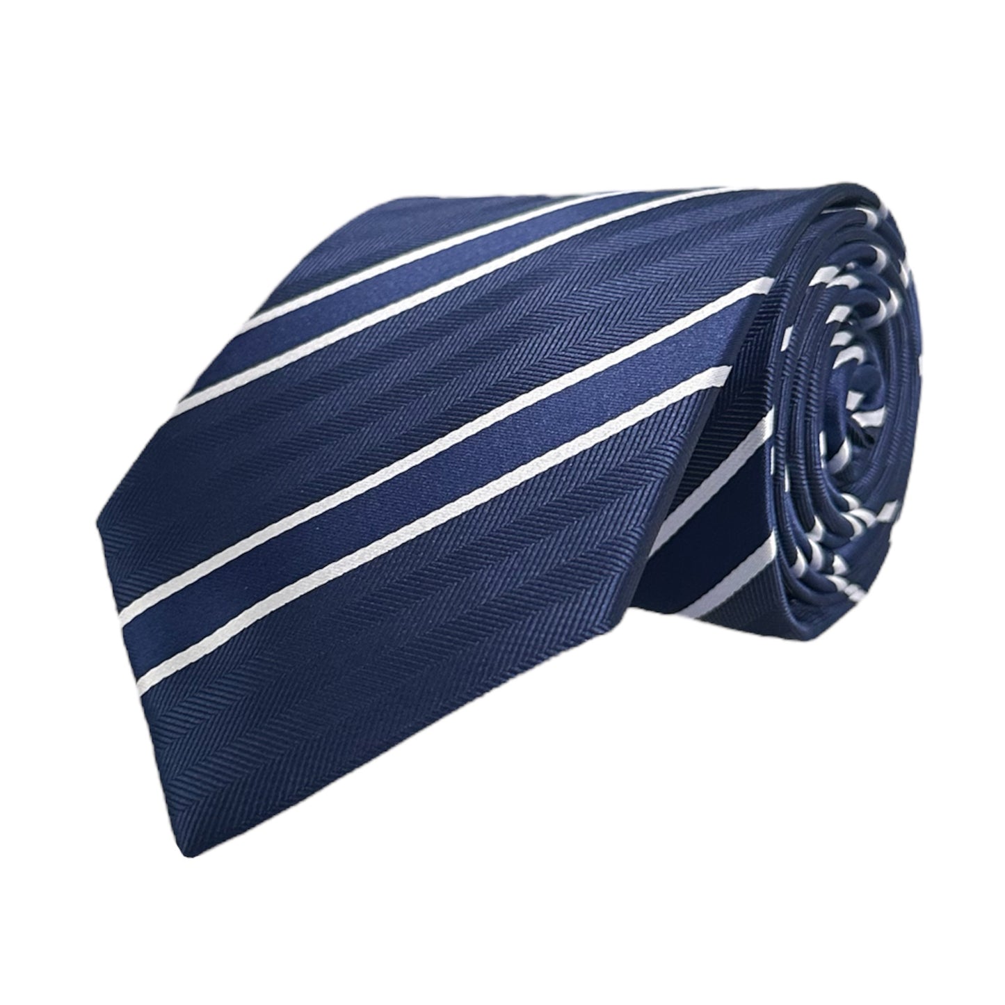 Navy Blue & White Double Stripe Tie