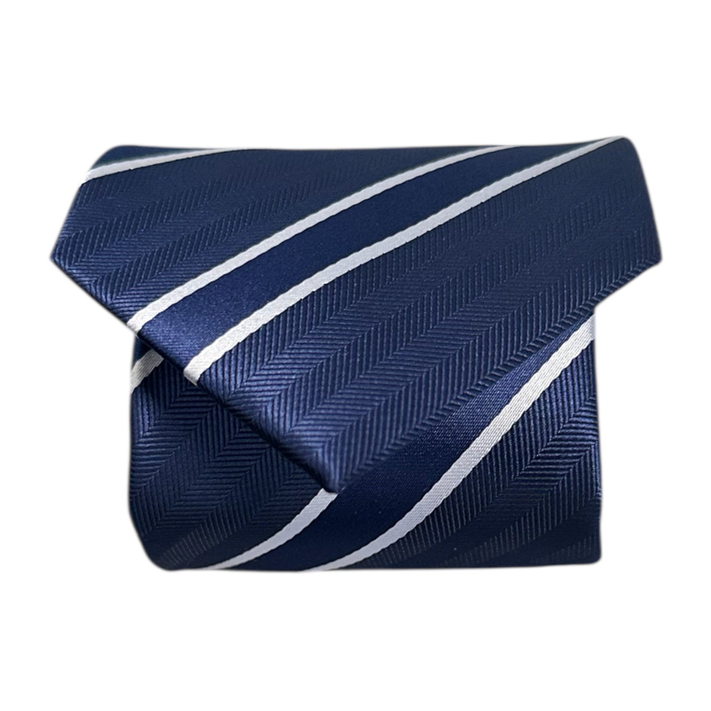 Navy Blue & White Double Stripe Tie