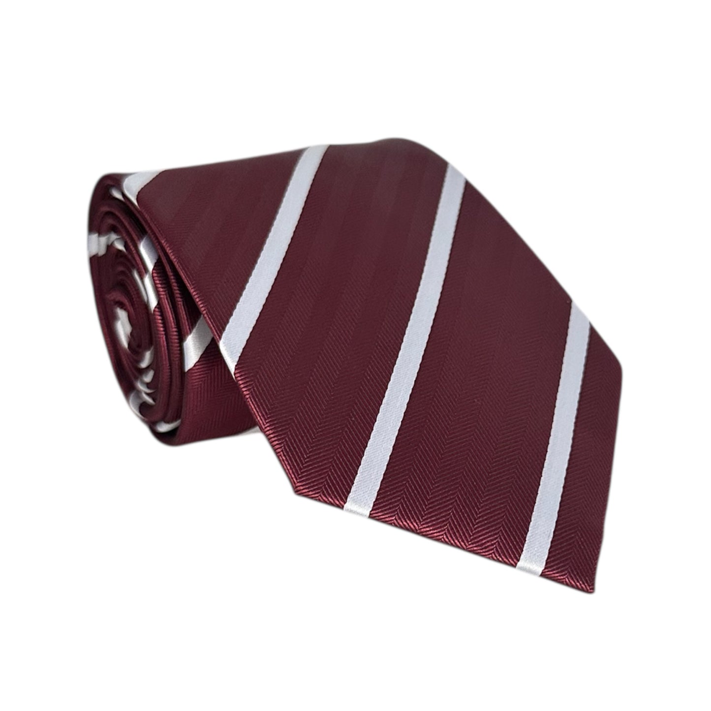 Burgundy & White Single Stripe Tie