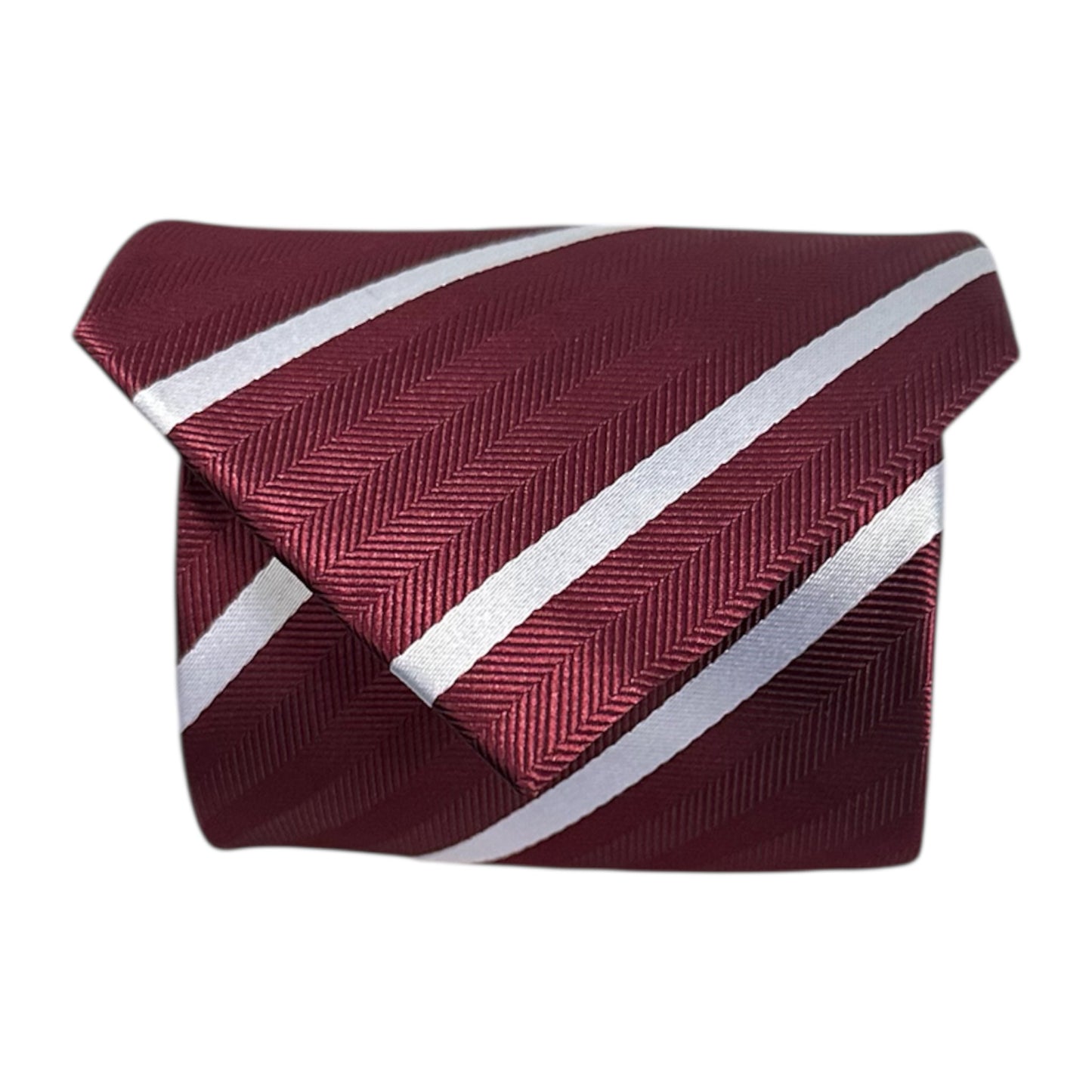 Burgundy & White Single Stripe Tie