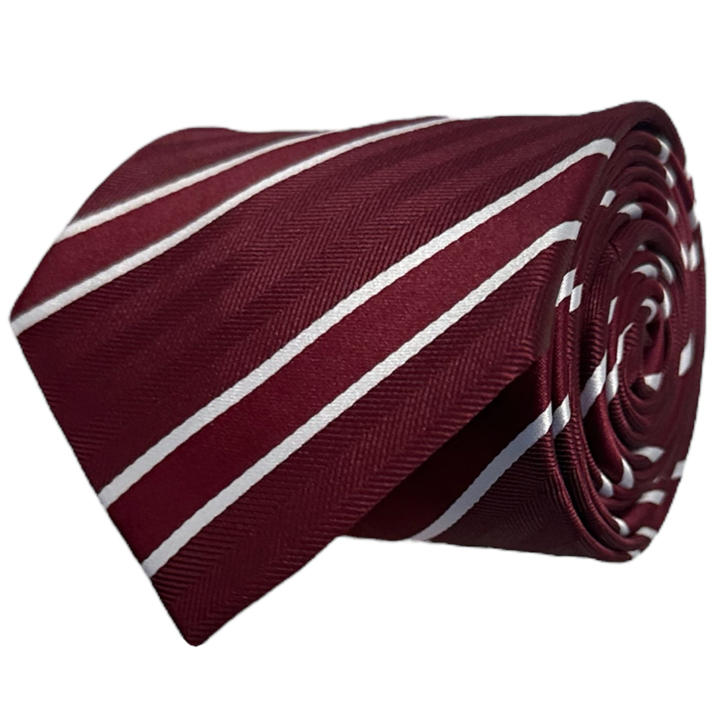 Burgundy & White Double Stripe Tie