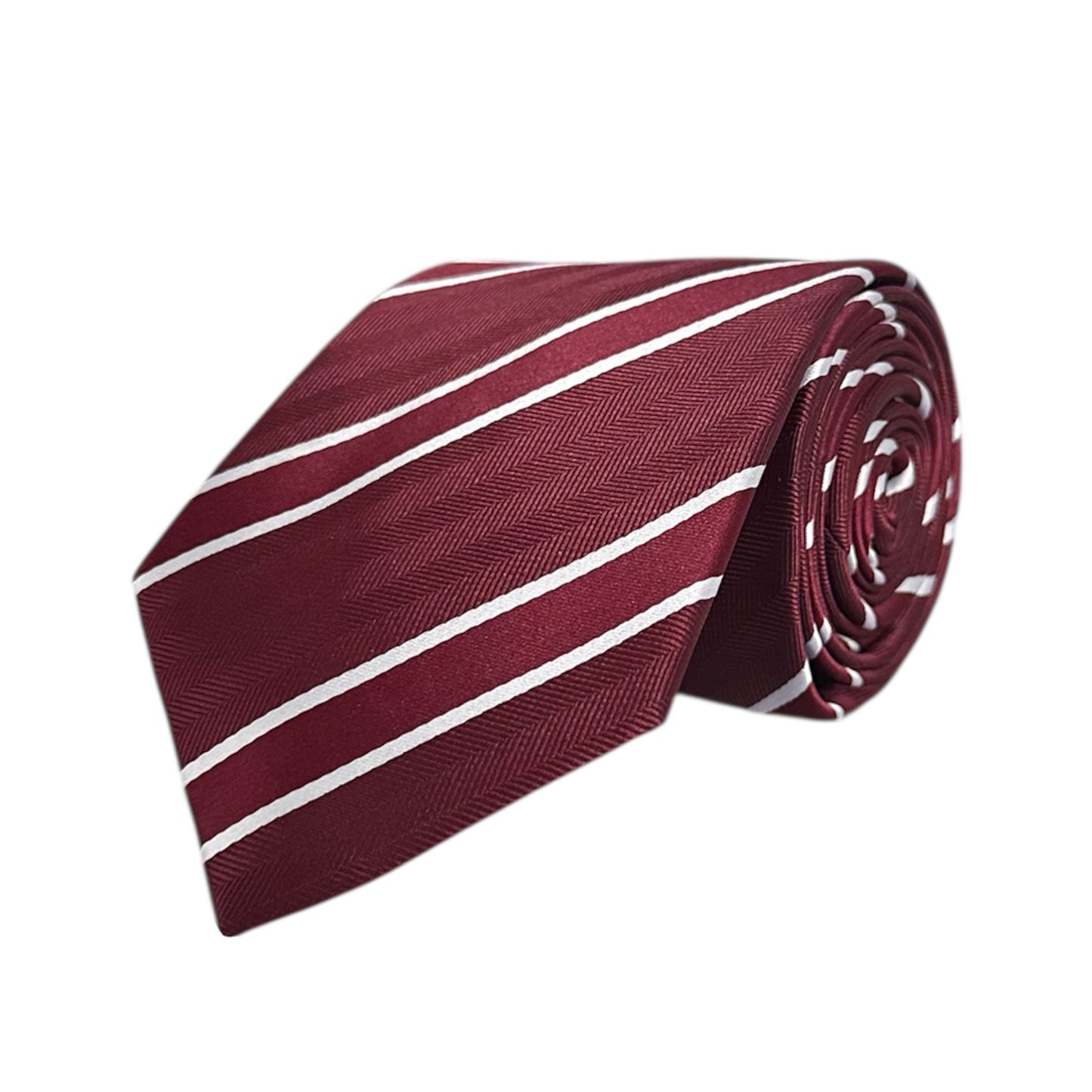 Burgundy & White Double Stripe Tie