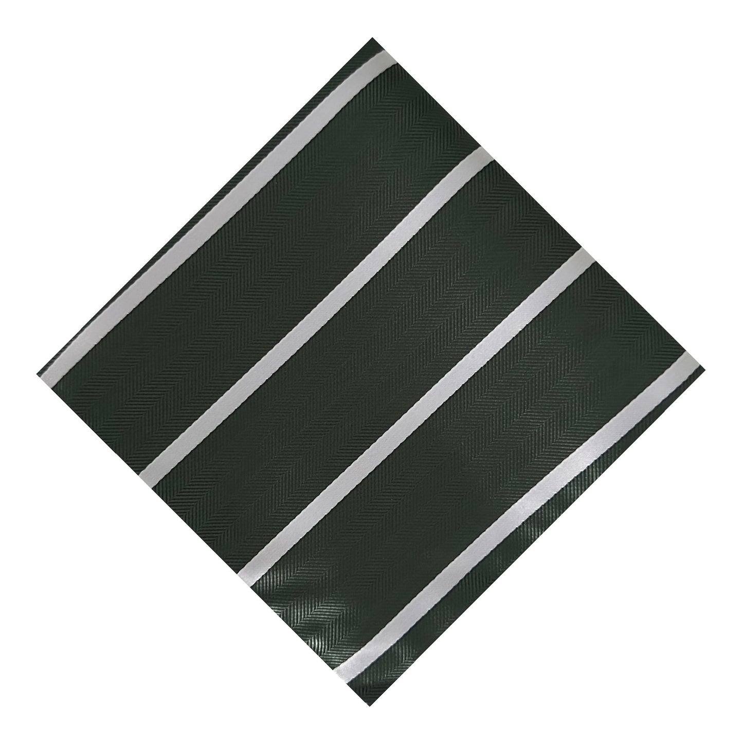 Forest Green & White Single Stripe Pocket Square